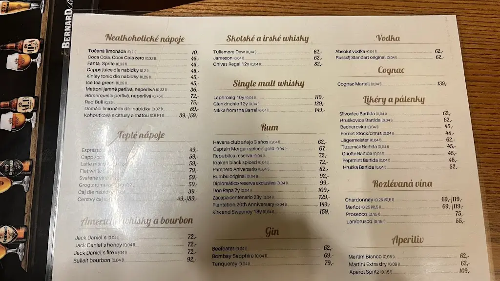 Menu_Bernard Bar Litvínov_Litvínov_immagine_2