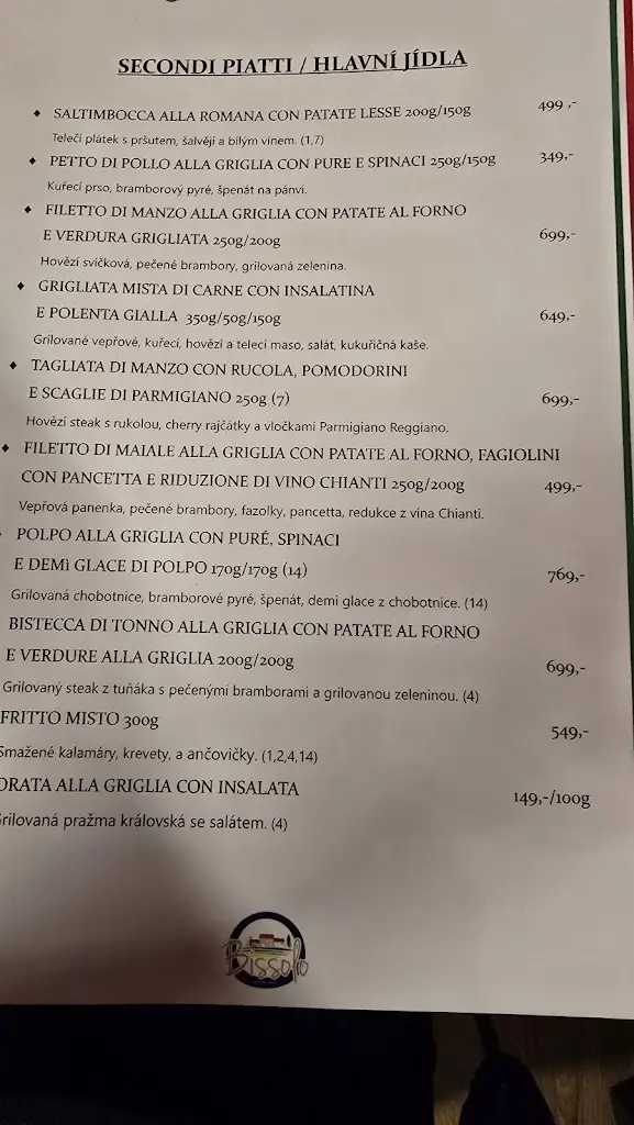 Menu_Ristorante Pizzeria Felicità_Bílovice_image_1