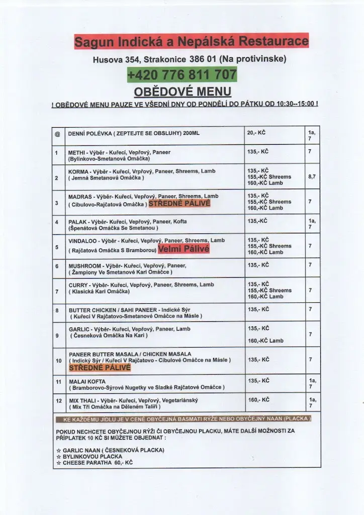 Menu_Sagun Indická a Nepálská Restaurace_Strakonice_image_4