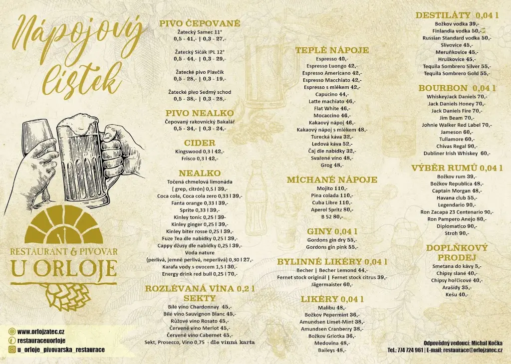 Menu_Restaurace & pivovar U Orloje_Žatec_image_1