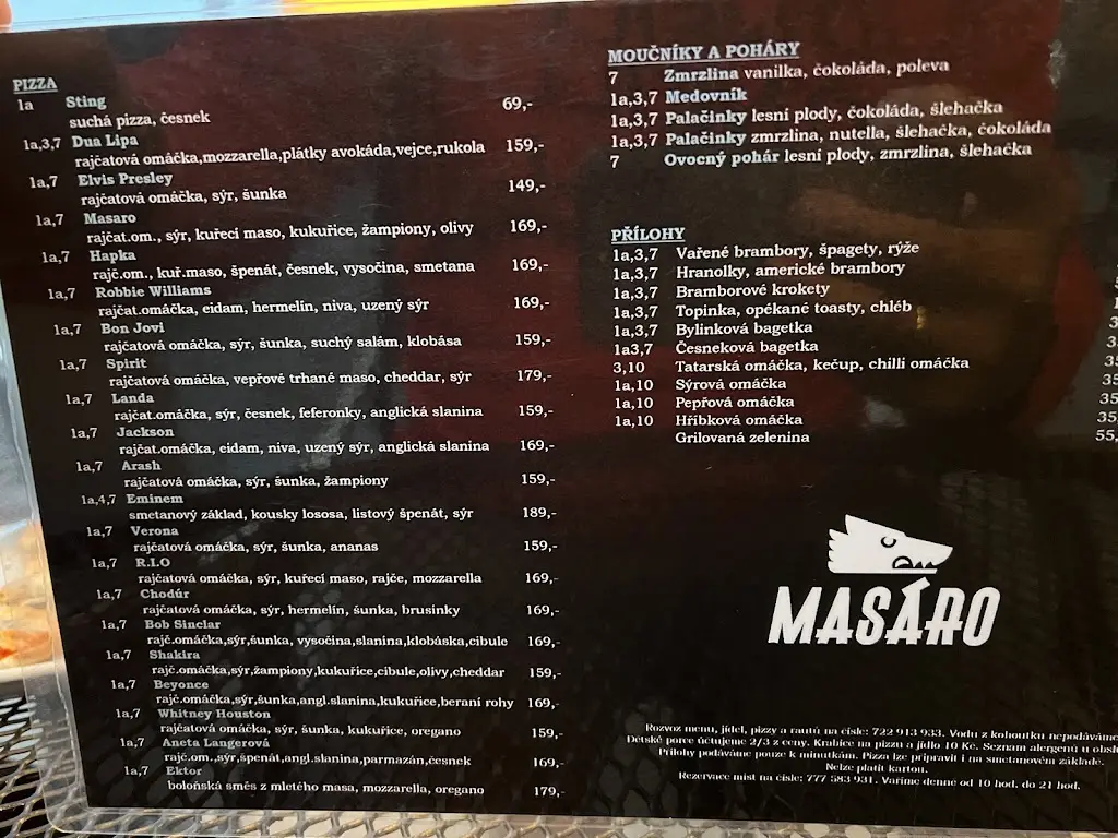 Menu_Restaurace a Pivnice, Disco&Rock Club Masaro_Bojkovice_image_2