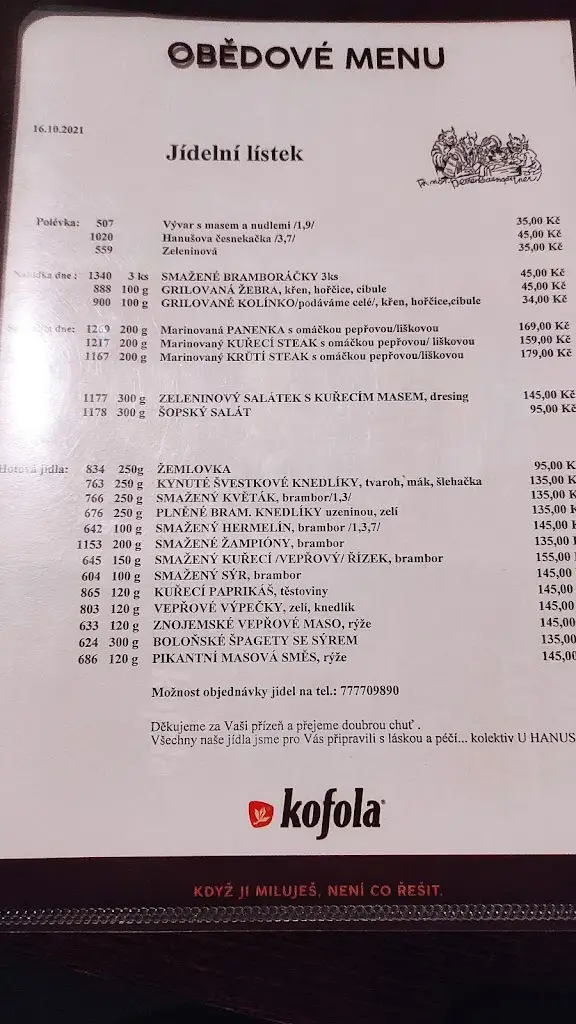 Menu_Denní Bar U Hanuša_Bystřice pod Hostýnem_immagine_1