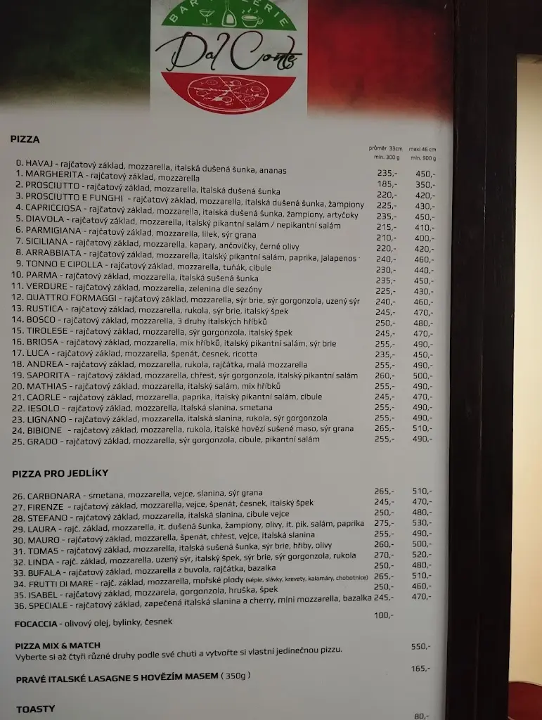 Menu_Pizzerie dal Conte_Kroměříž_image_1