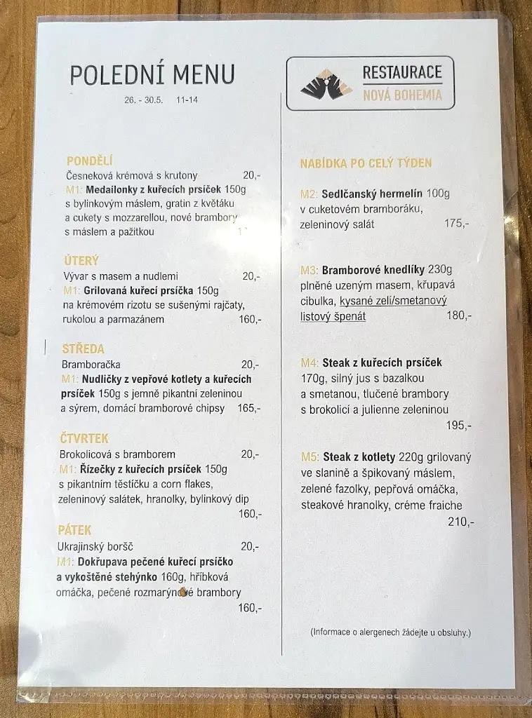 Menu_Restaurace Nová Bohemia_Kroměříž_immagine_1