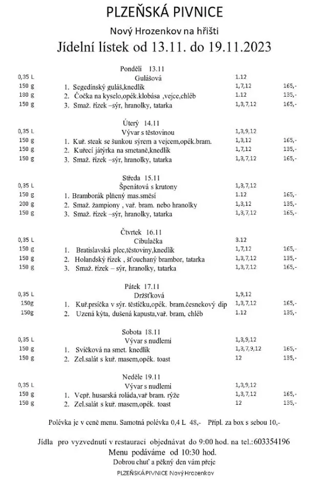 Menu_Plzeňská pivnice_Nový Hrozenkov_image_1