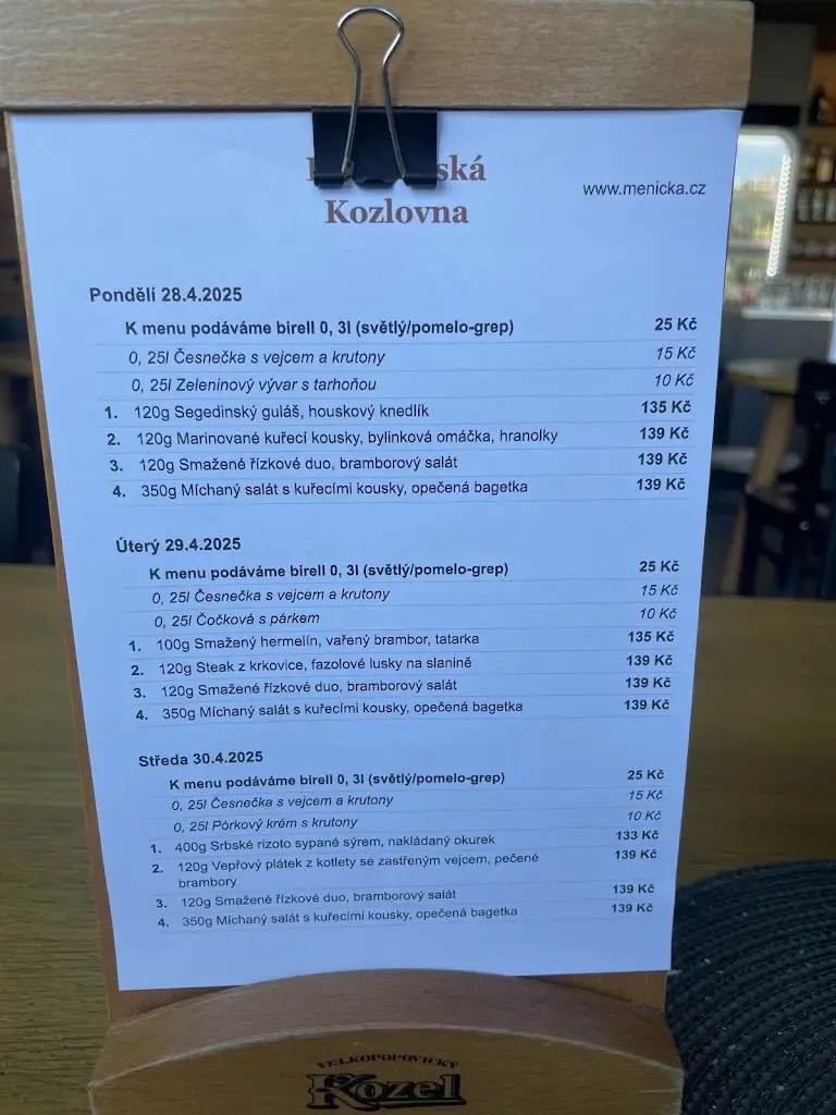 Menu_Holešovská Kozlovna_Holešov_image_1