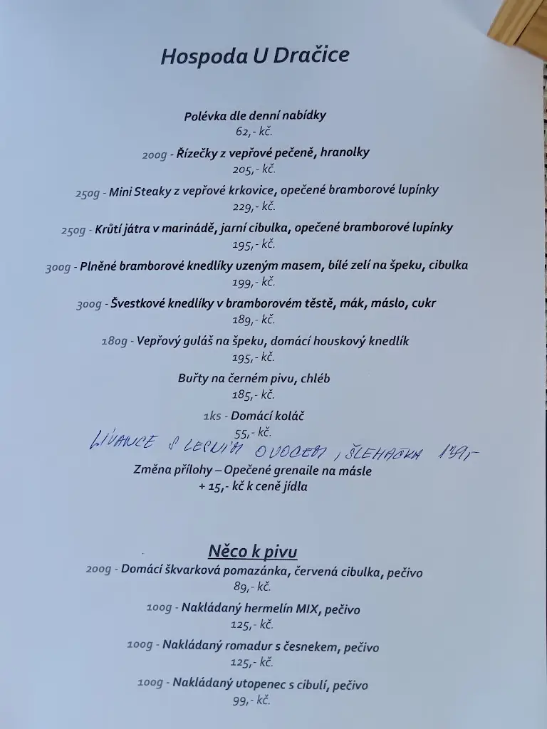Menu_Hospoda U Dračice_Suchdol nad Lužnicí_image_1