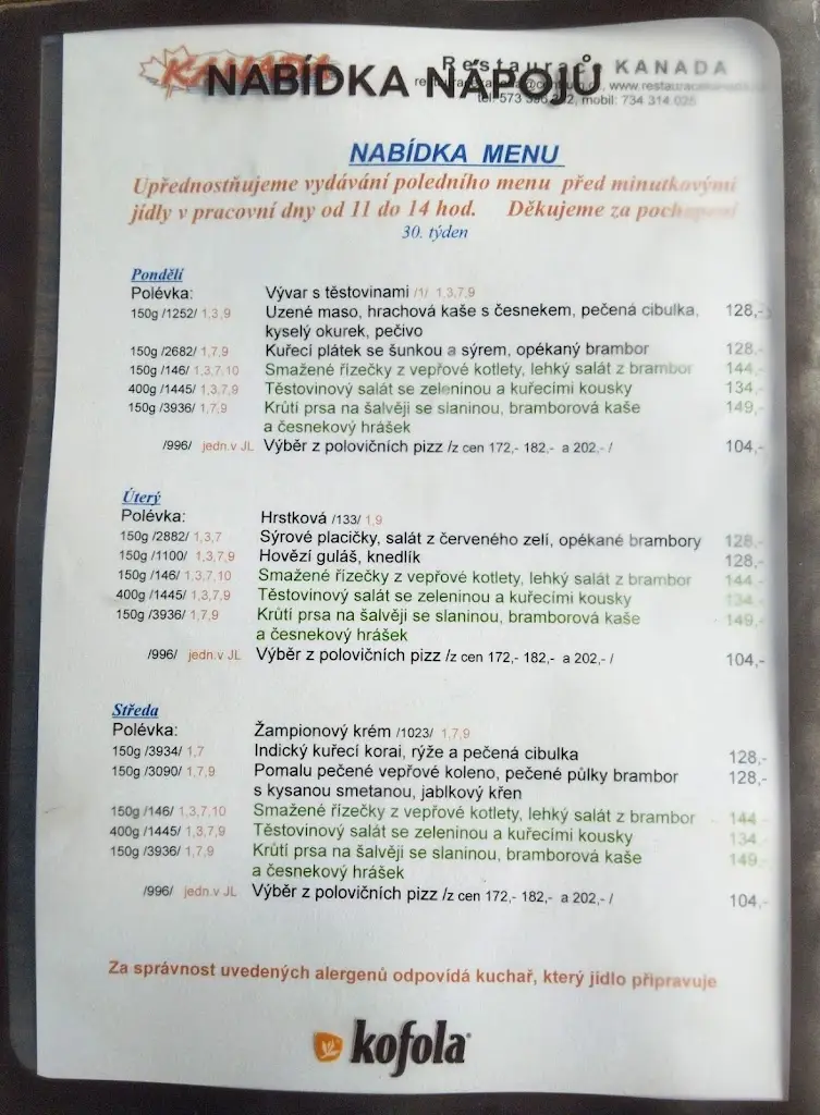 Menu_Pizzerie Kanada_Holešov_image_1