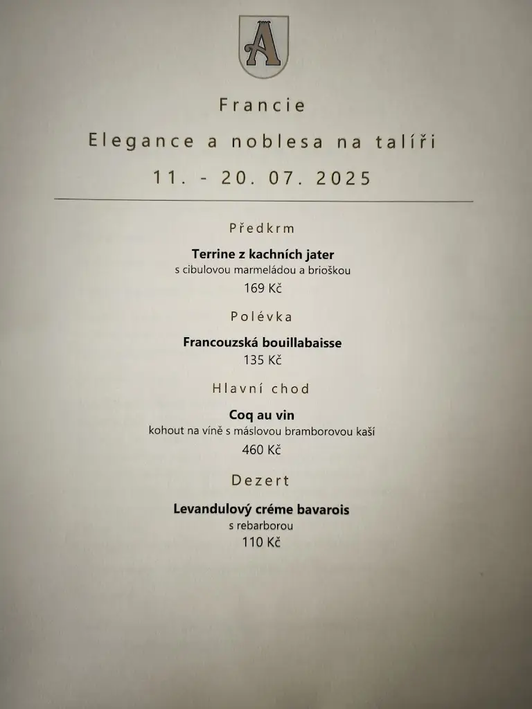 Menu_Francouzská restaurace - ALEXANDRIA**** Spa & Wellness hotel_Luhačovice_image_1