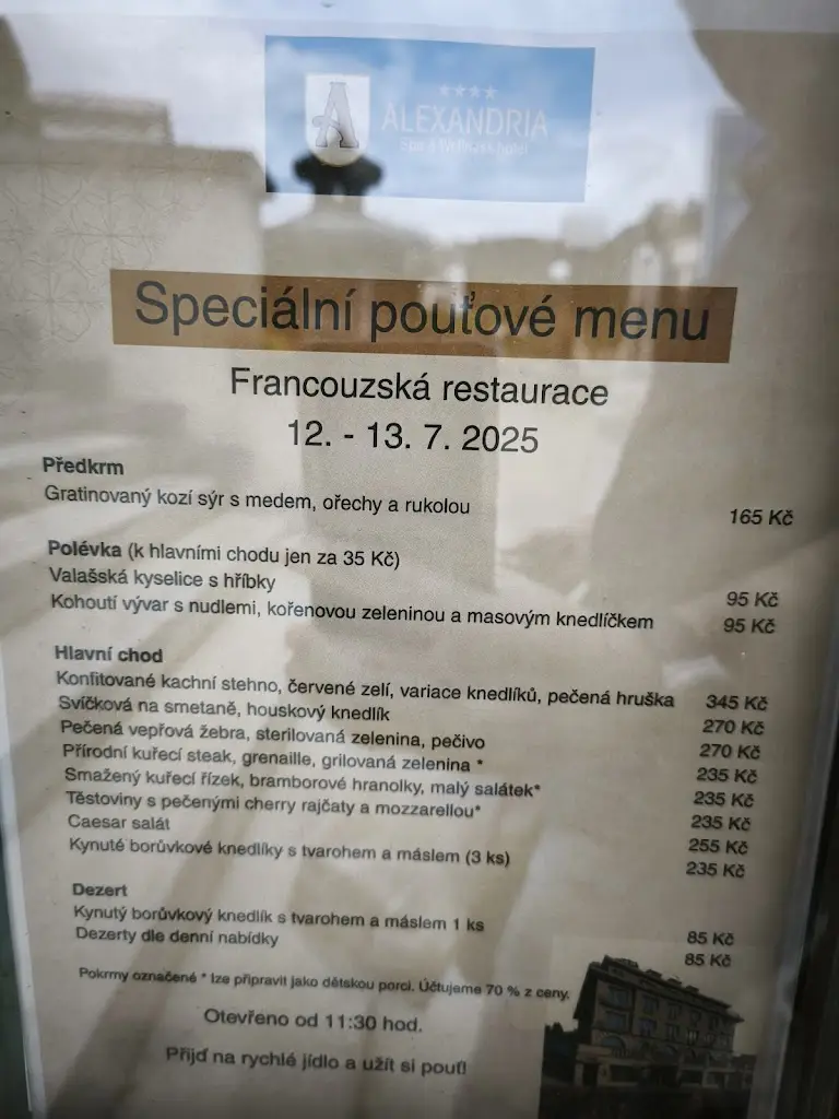 Menu_Francouzská restaurace - ALEXANDRIA**** Spa & Wellness hotel_Luhačovice_image_2