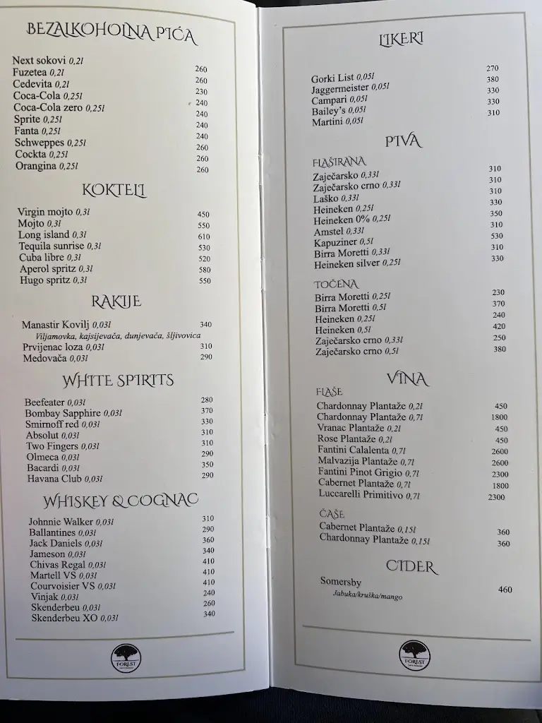 Menu_Forest Cafe & Restaurant_Šumice_image_2