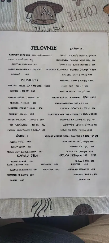 Menu_Ресторан Мића_Šumice_image_1