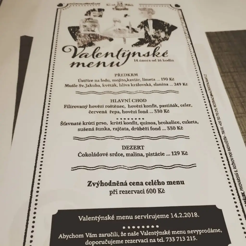 Menu_Albert Malek Restaurant_Rožnov pod Radhoštěm_image_1