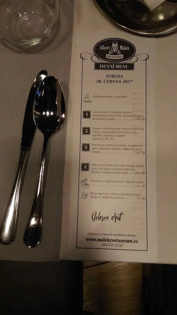 Menu_Albert Malek Restaurant_Rožnov pod Radhoštěm_image_2