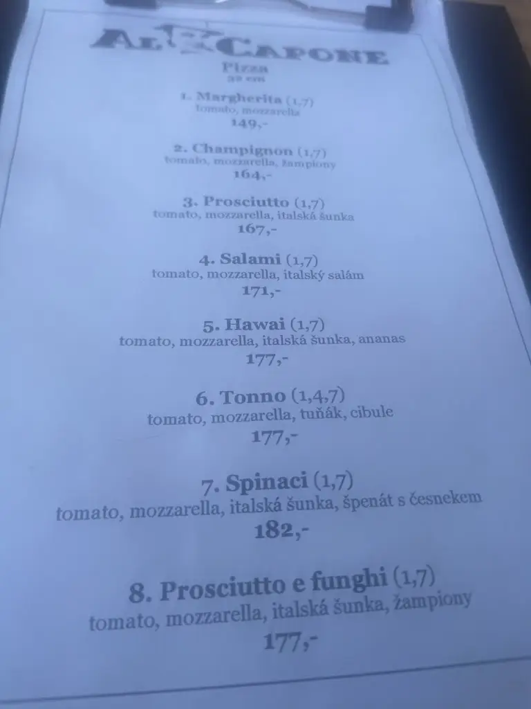 Menu_AlCapone Pizzerie_Rožnov pod Radhoštěm_immagine_2