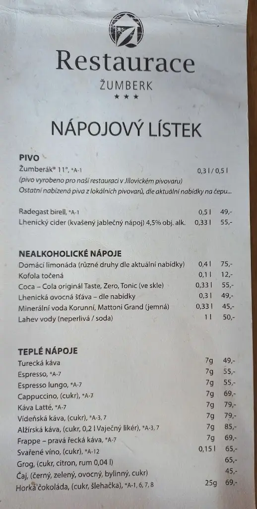 Menu_Restaurace a Penzion Marie Žumberk s.r.o._Trhové Sviny_image_2