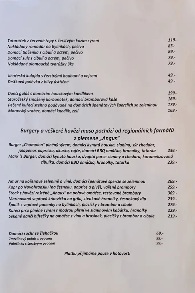 Menu_Restaurace a Penzion Marie Žumberk s.r.o._Trhové Sviny_image_4