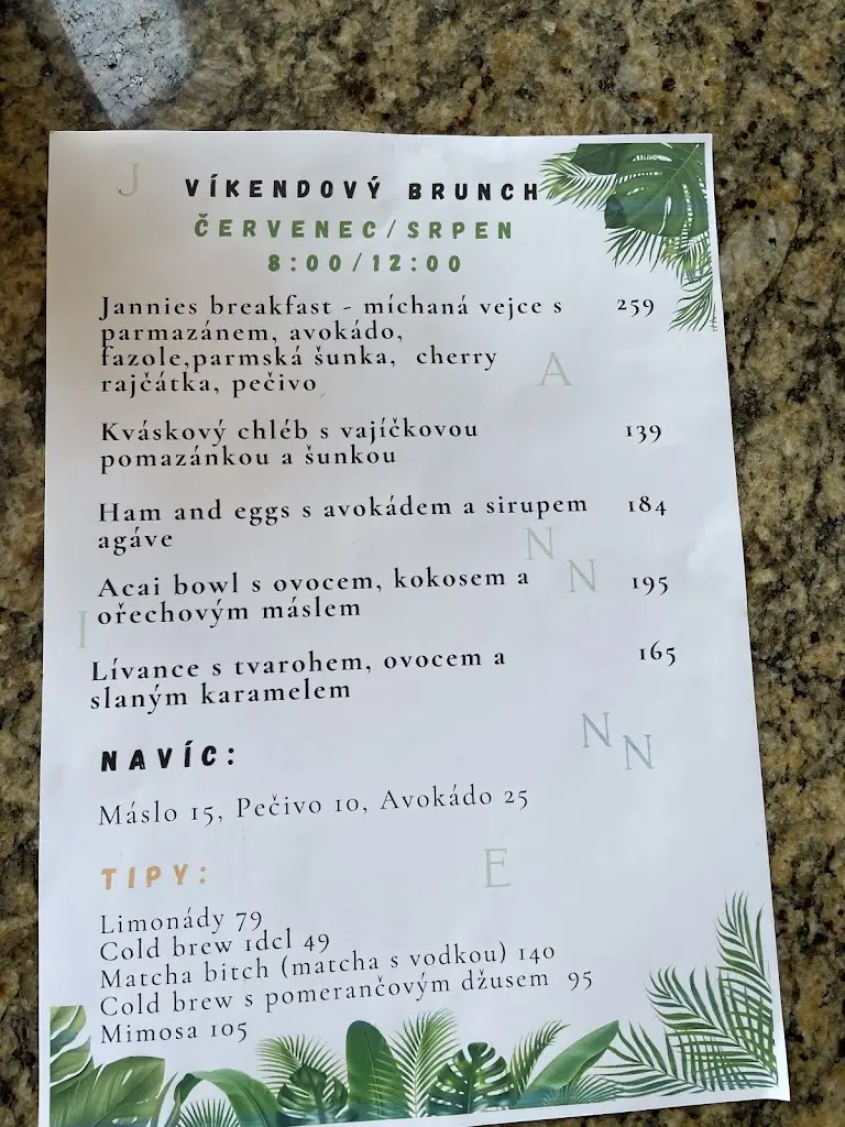 Menu_Janniecs coffee shop_Rožnov pod Radhoštěm_image_1