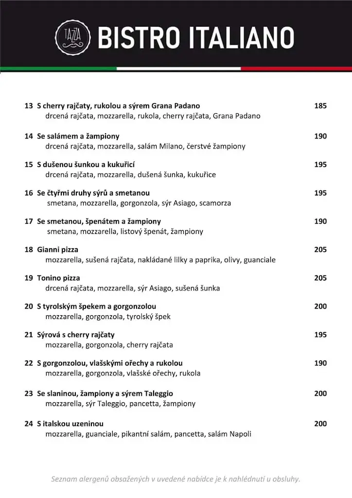 Menu_Tazza bistro italiano_Okres Vsetín_image_2