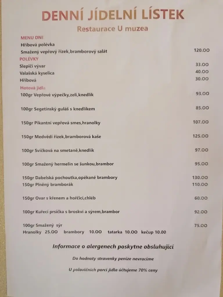 Menu_Restaurace U muzea_Velké Karlovice_image_4