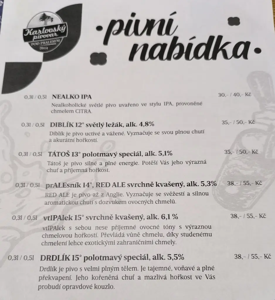 Menu_Pub Pod Pralesem (Below Old-Growth Forest)_Velké Karlovice_immagine_2