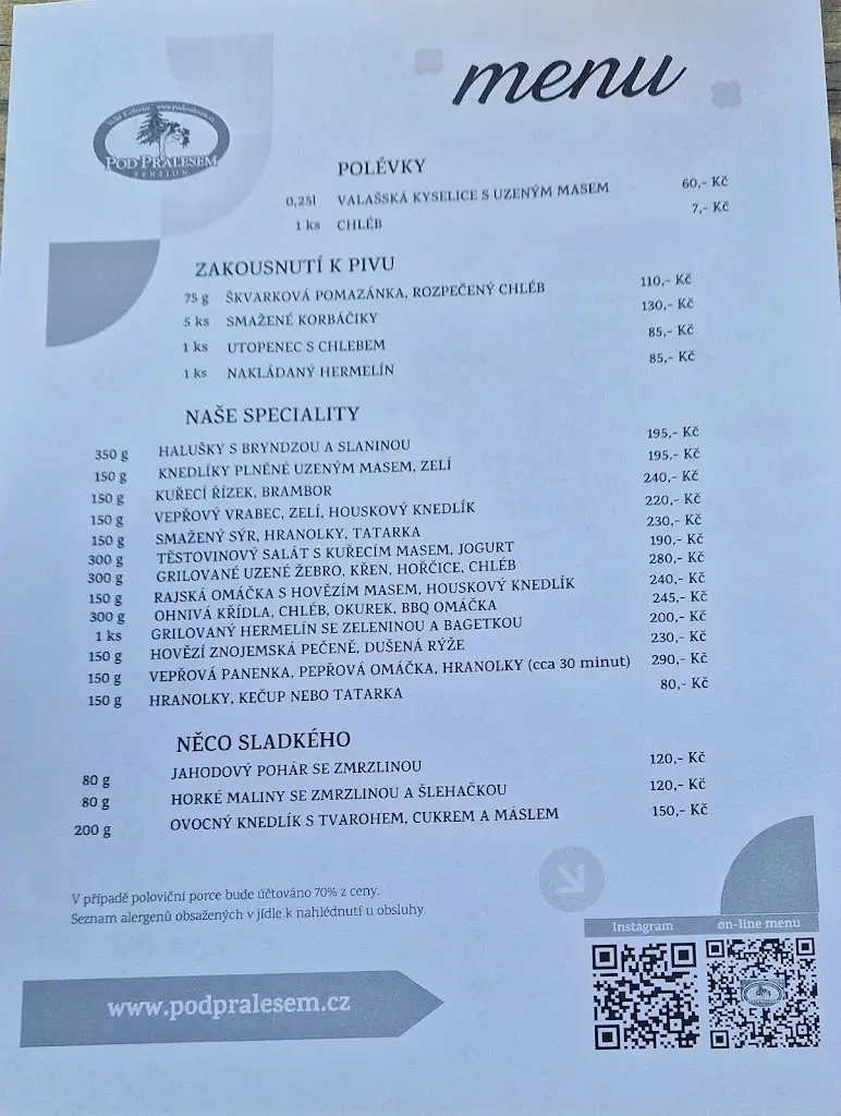 Menu_Pub Pod Pralesem (Below Old-Growth Forest)_Velké Karlovice_immagine_3