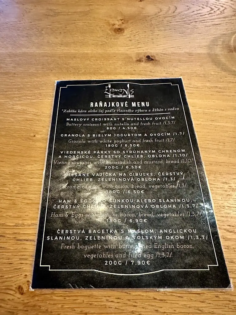 Menu_Elements restaurant_Trnava_image_1