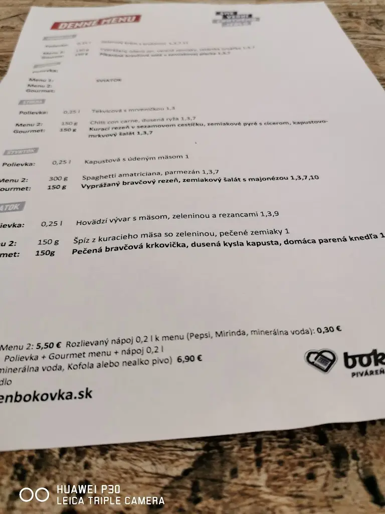 Menu_Piváreň a reštaurácia Bokovka_Trnava_immagine_3