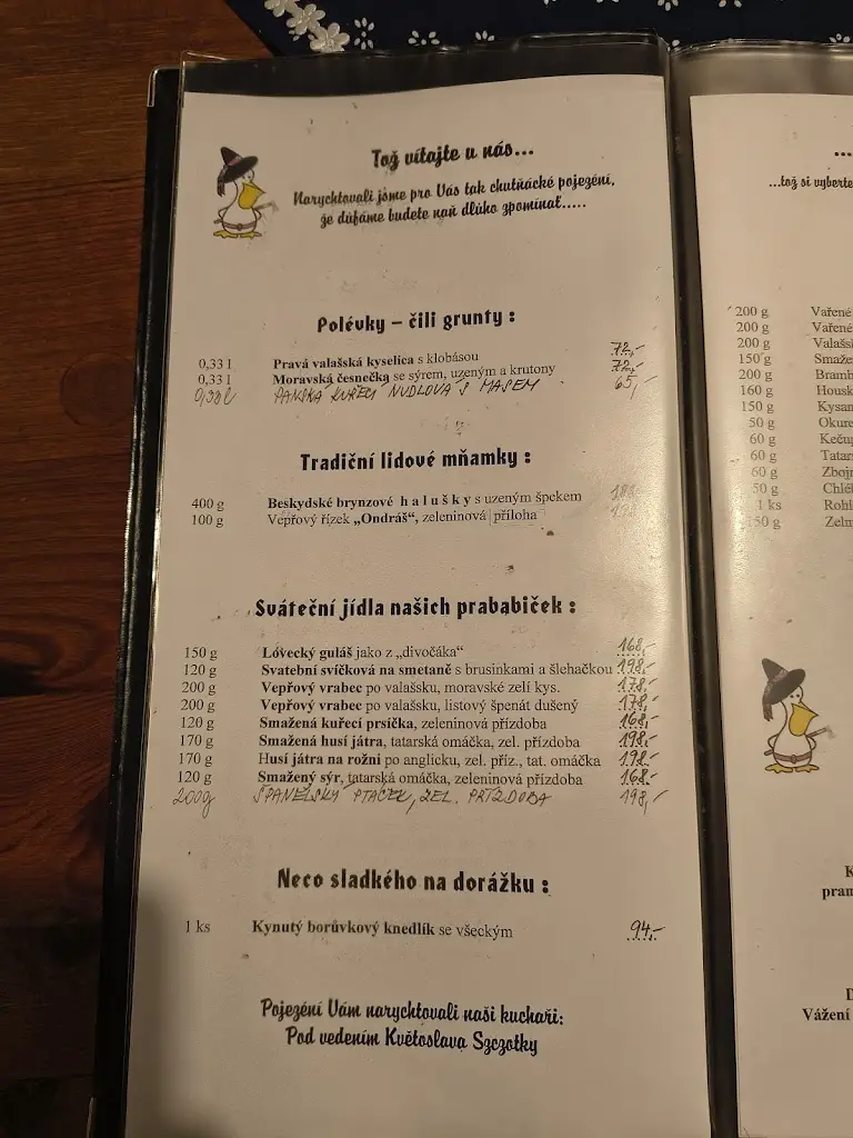 Menu_At Pelican roadhouse_Zašová_image_1