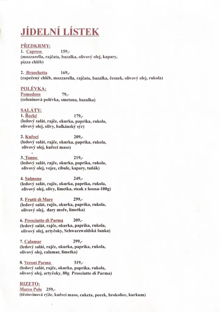 Menu_Pizzeria della Piazza_Týn nad Vltavou_image_2