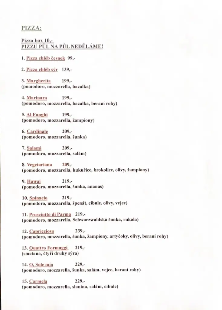 Menu_Pizzeria della Piazza_Týn nad Vltavou_image_3