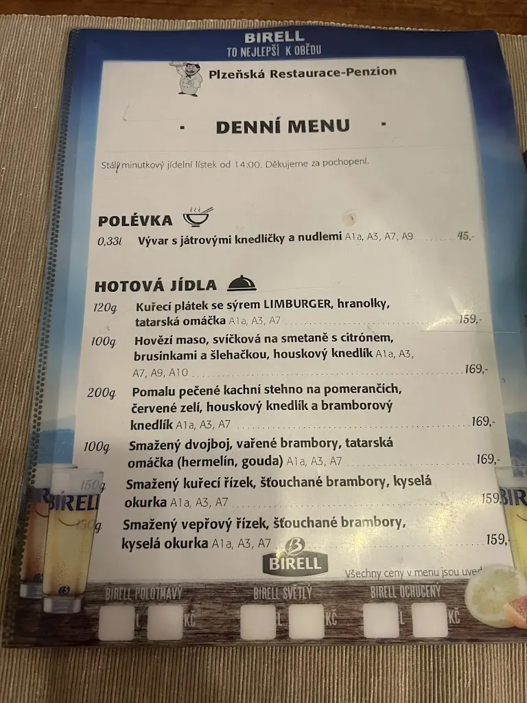 Menu_Restaurace-Pension Plzeňka_Týn nad Vltavou_immagine_1