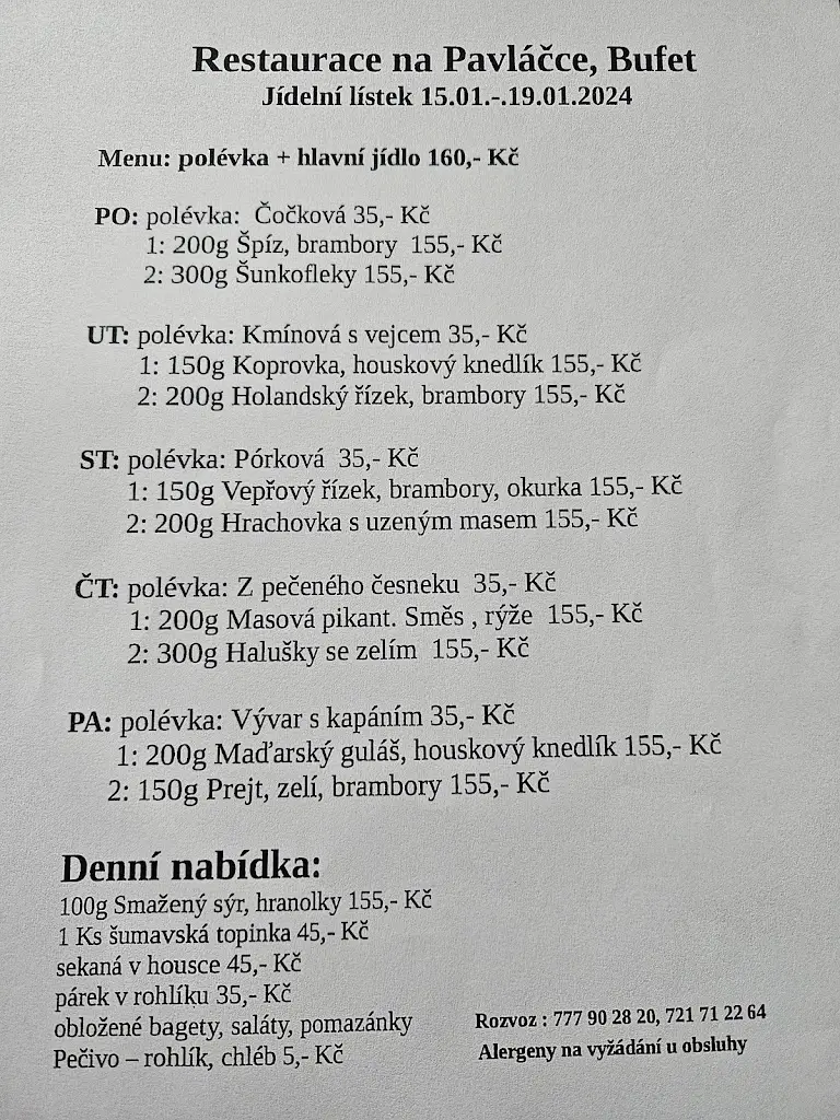 Menu_Restaurace/Bufet na pavláčce_Týn nad Vltavou_image_1