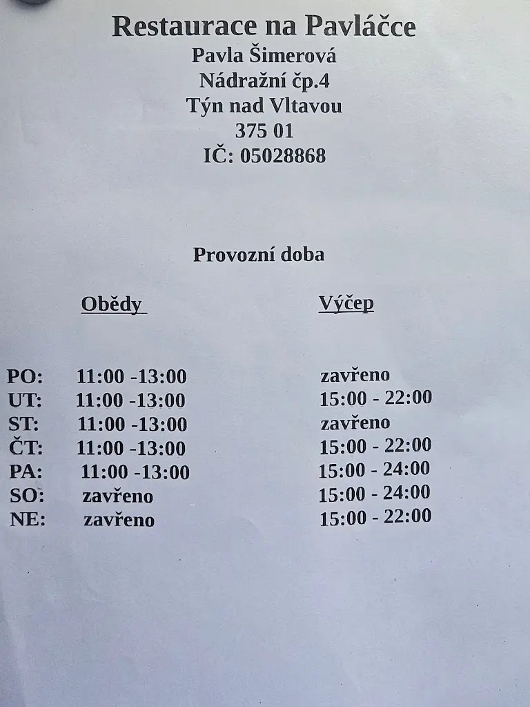 Menu_Restaurace/Bufet na pavláčce_Týn nad Vltavou_image_2