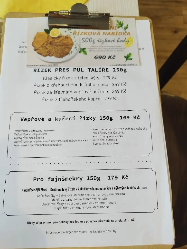 Menu_Řízková restaurace Kopretina_Třeboň_image_4