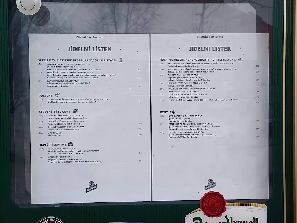 Menu_Plzeňská Restaurace_Třeboň_image_1