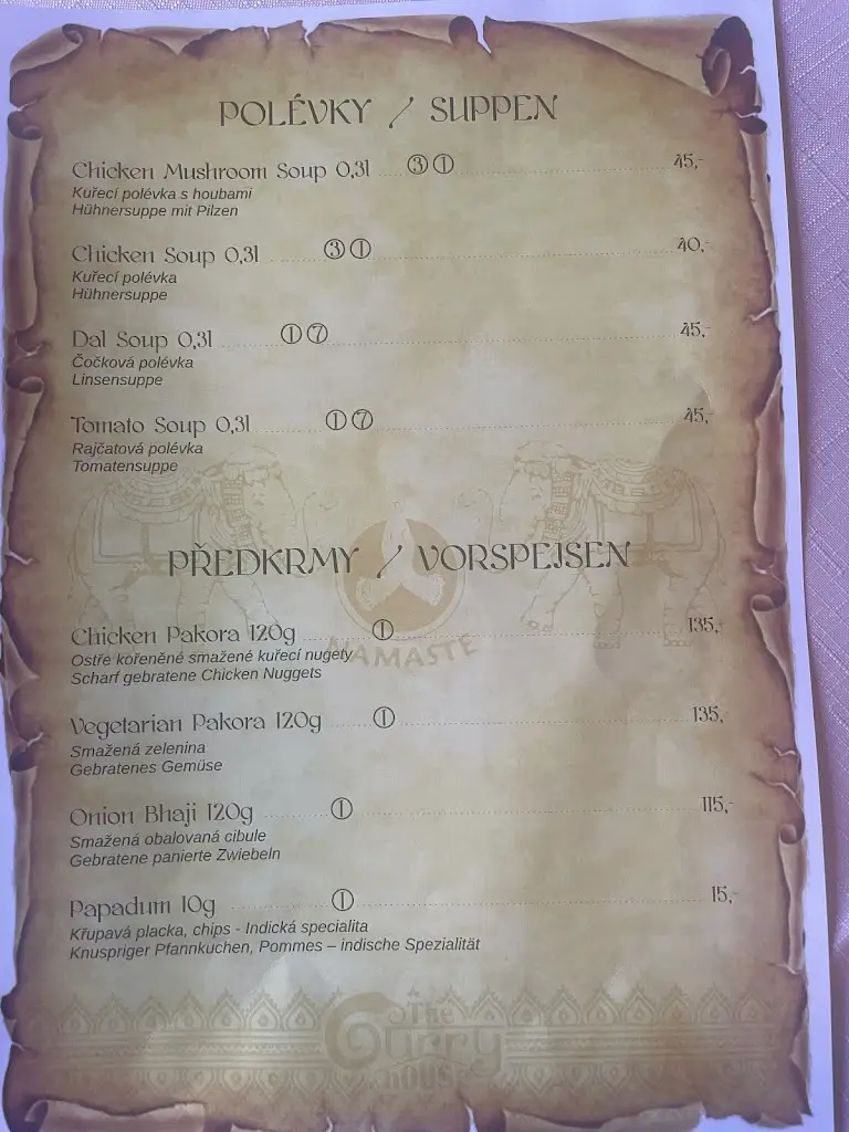 Menu_The Curry House Indian restaurant_Třeboň_image_2