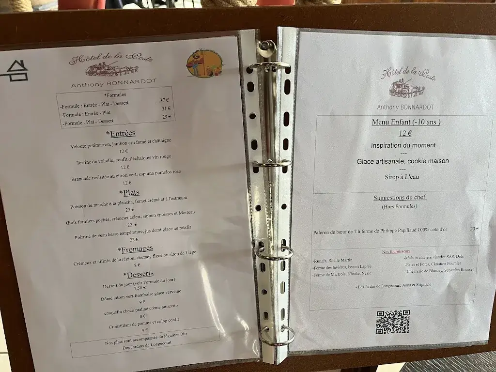 Menu_Restaurant @ Hôtel de la Poste_Pouilly-en-Auxois_image_1