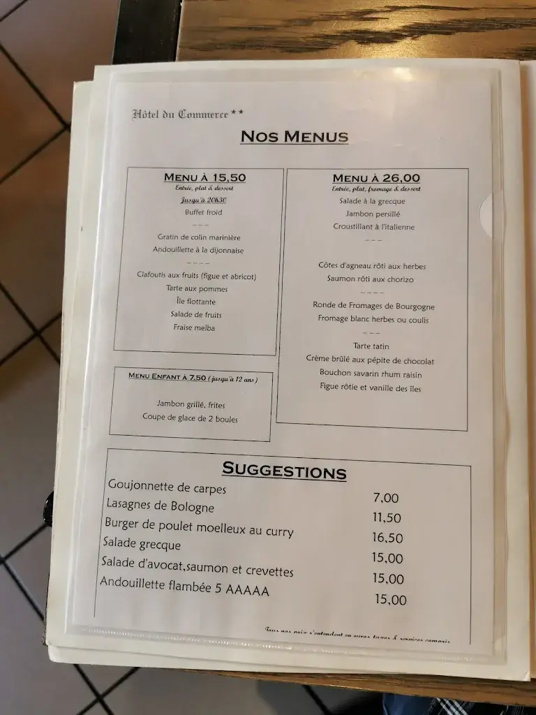 Menu_Hôtel-Restaurant Du Commerce_Pouilly-en-Auxois_image_3