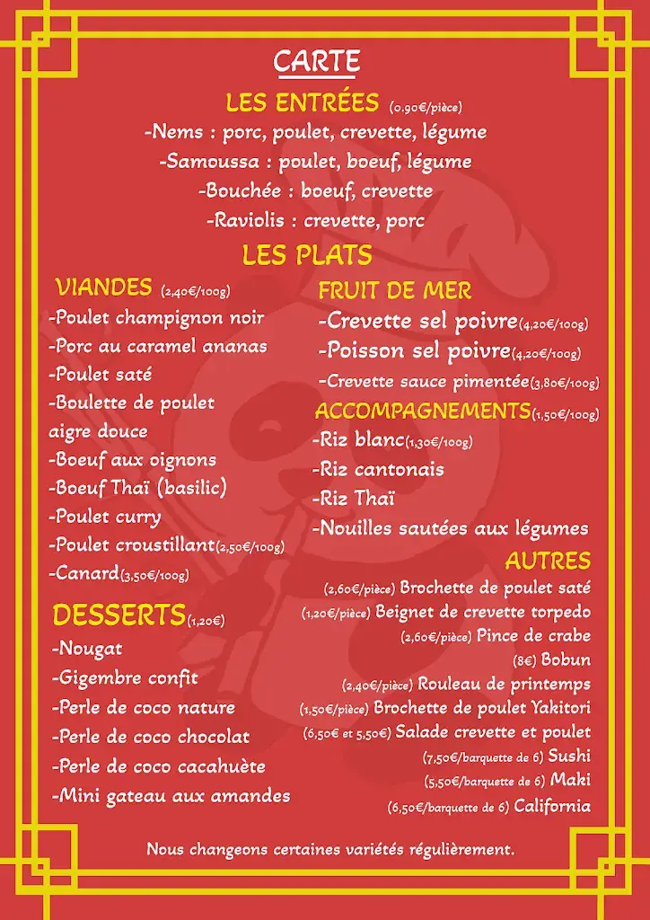 Menü_Palais du panda_Prémery_Bild_1