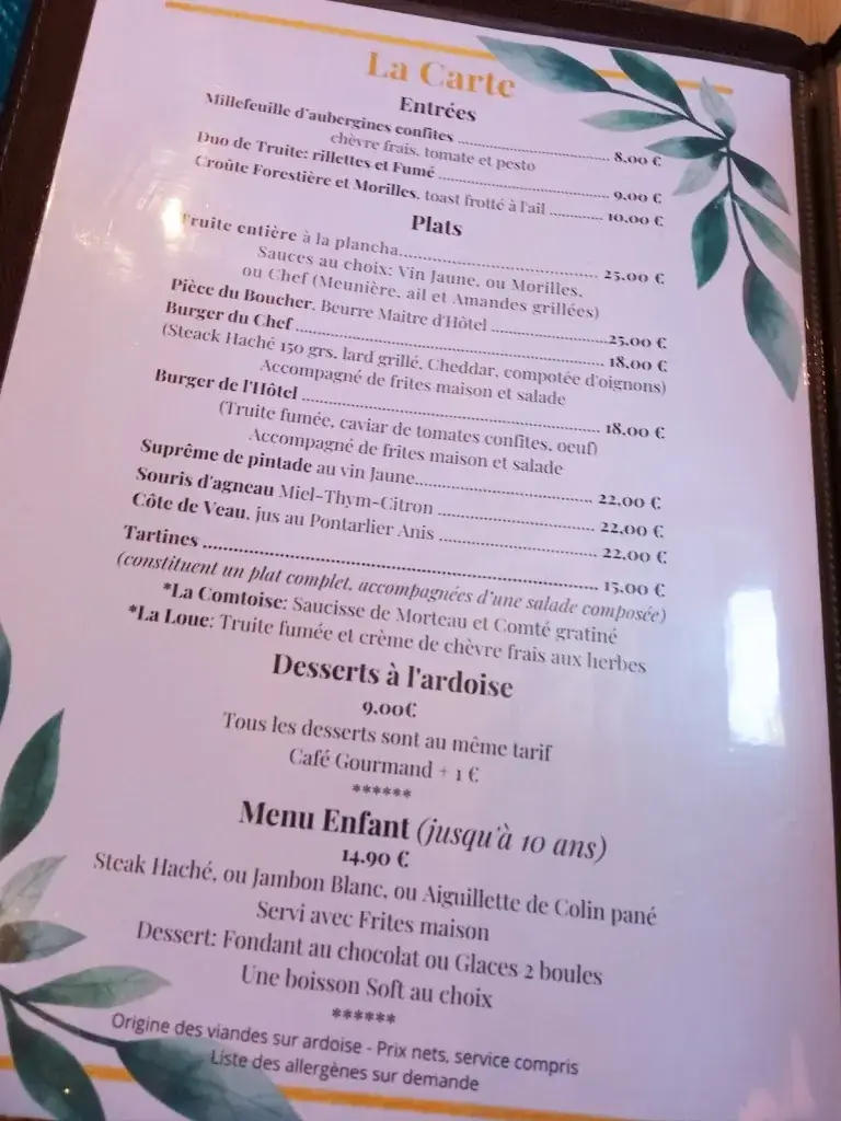 Menu_Restaurant La Truite de la Loue_Quingey_image_4