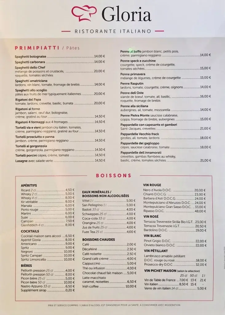 Menu_Restaurant Pizzeria La Gloria_Moulins_image_2