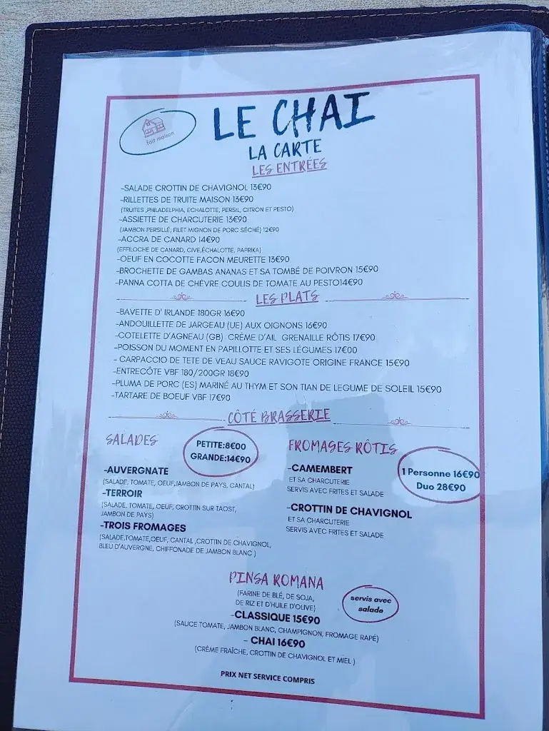 Menu_Restaurant brasserie Le Chai_Pouilly-sur-Loire_image_1