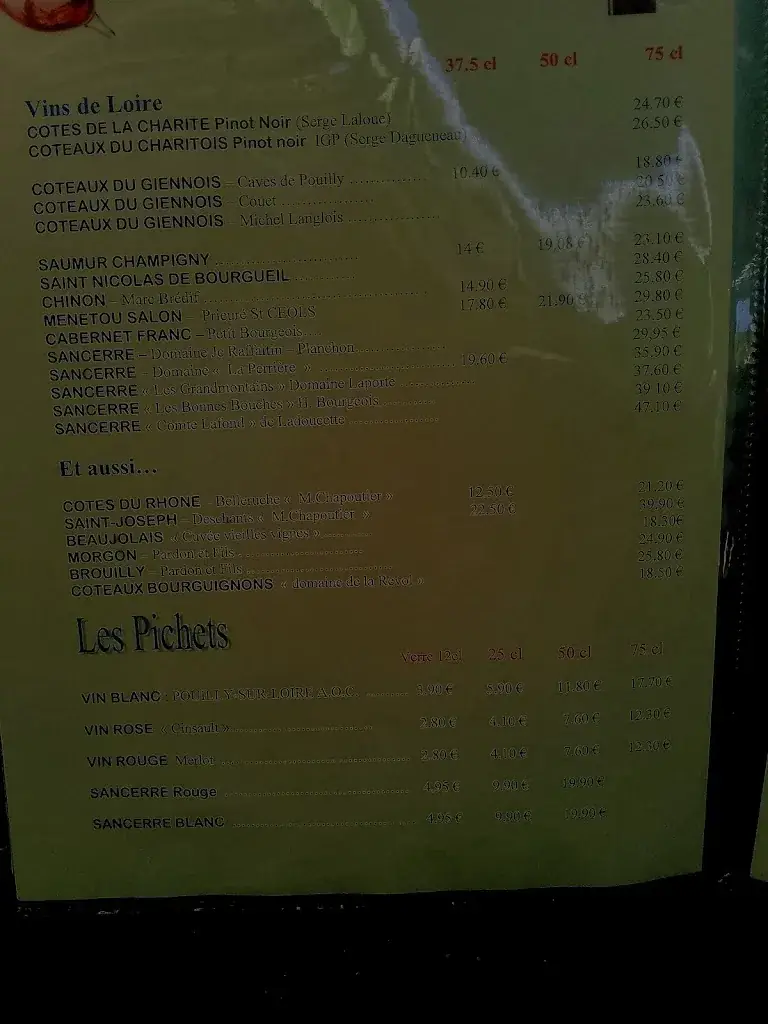 Menu_Le relais de Pouilly_Pouilly-sur-Loire_image_1