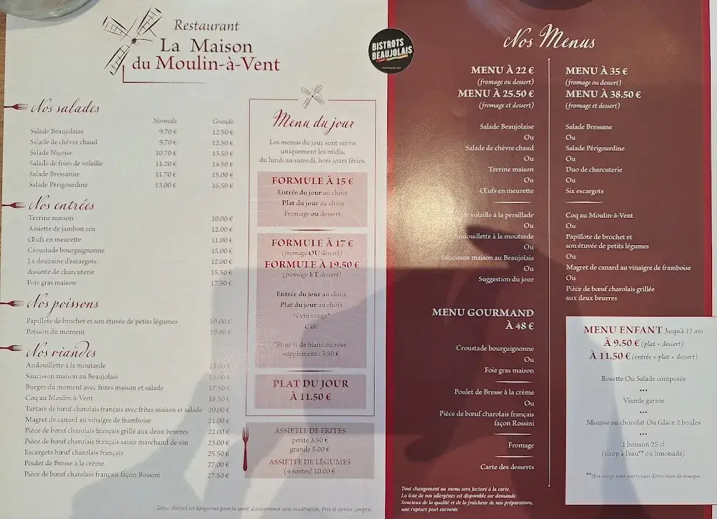 Menu_La Maison du Moulin à Vent_Romanèche-Thorins_image_1
