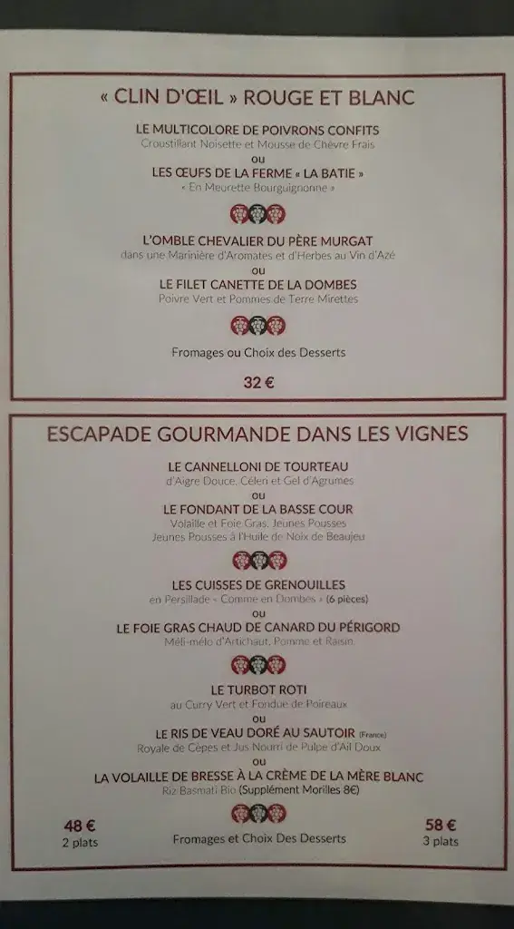 Menu_Restaurant Rouge et Blanc · Georges Blanc_Romanèche-Thorins_image_3