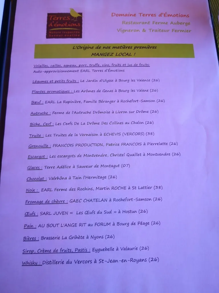 Menu_Restaurant Terres d'émotions_Bourg-de-Péage_image_1