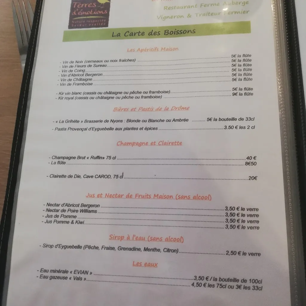 Menu_Restaurant Terres d'émotions_Bourg-de-Péage_image_3