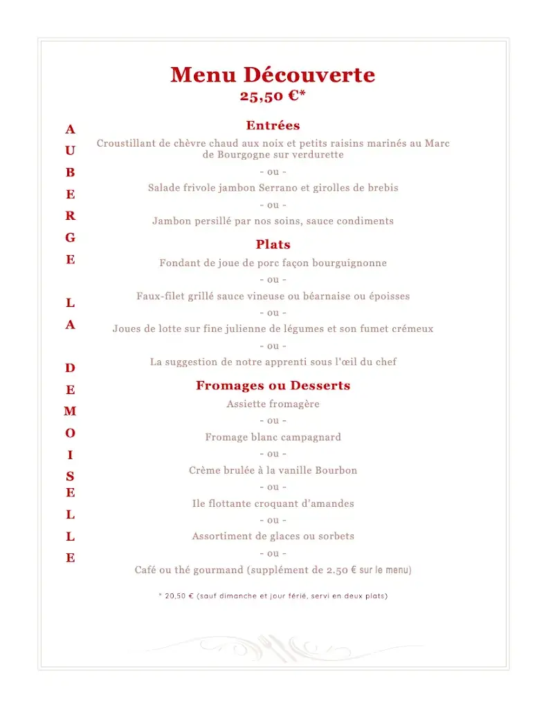 Menu_Auberge La Demoiselle_Saint-Fargeau_image_3