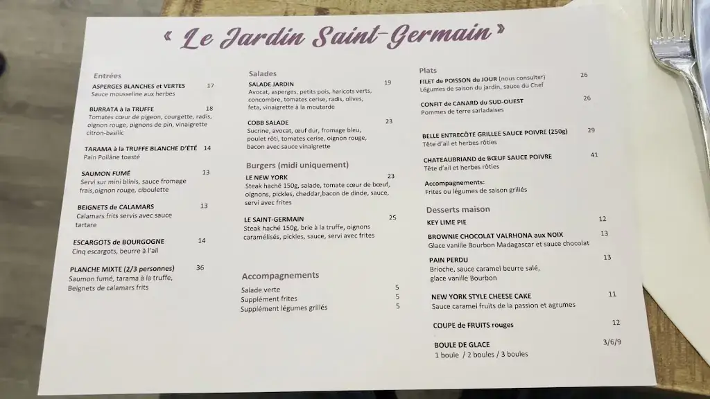 Menu_Le Jardin Saint-Germain_Paris_image_1